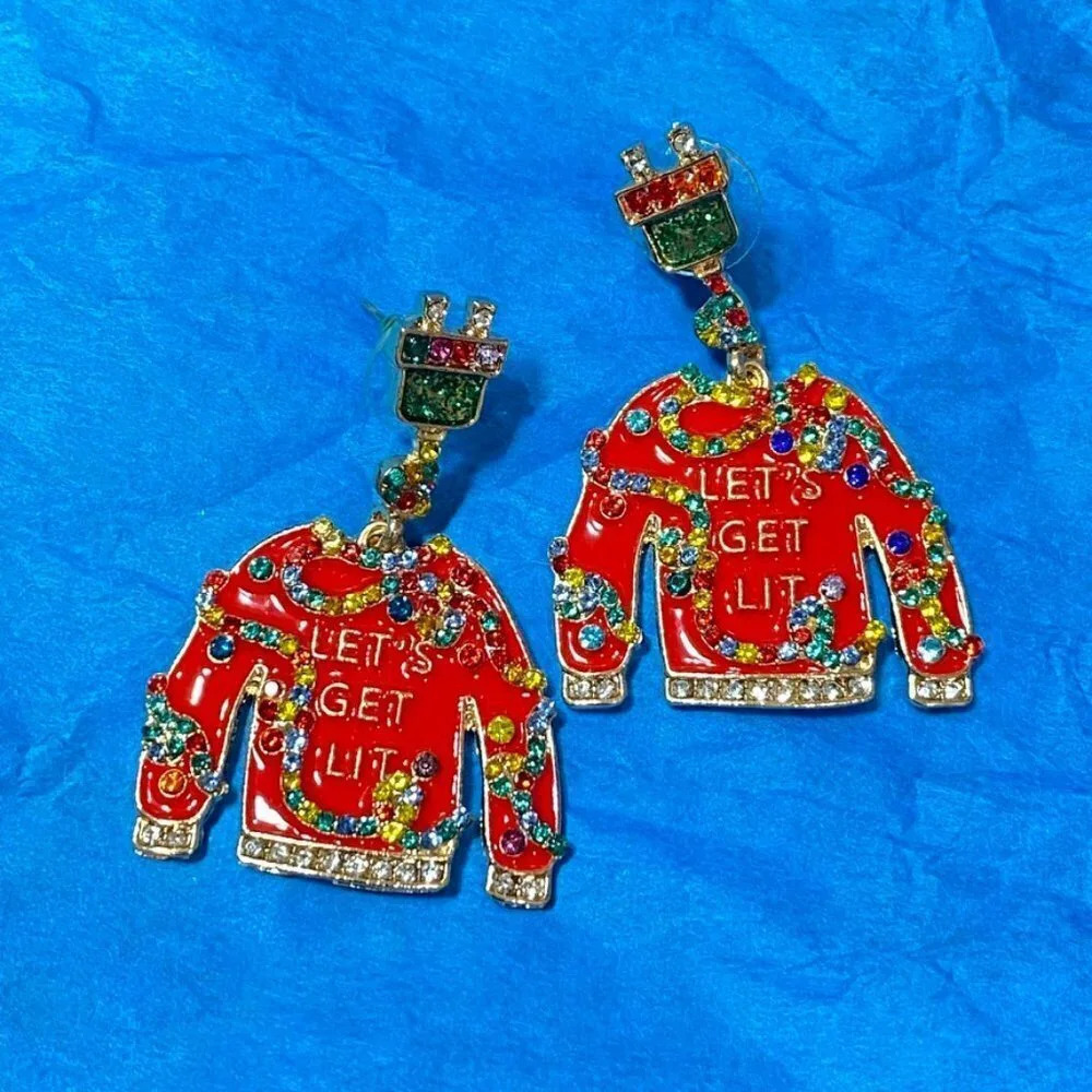 Ugly Sweater Christmas Holiday Enamel Earrings